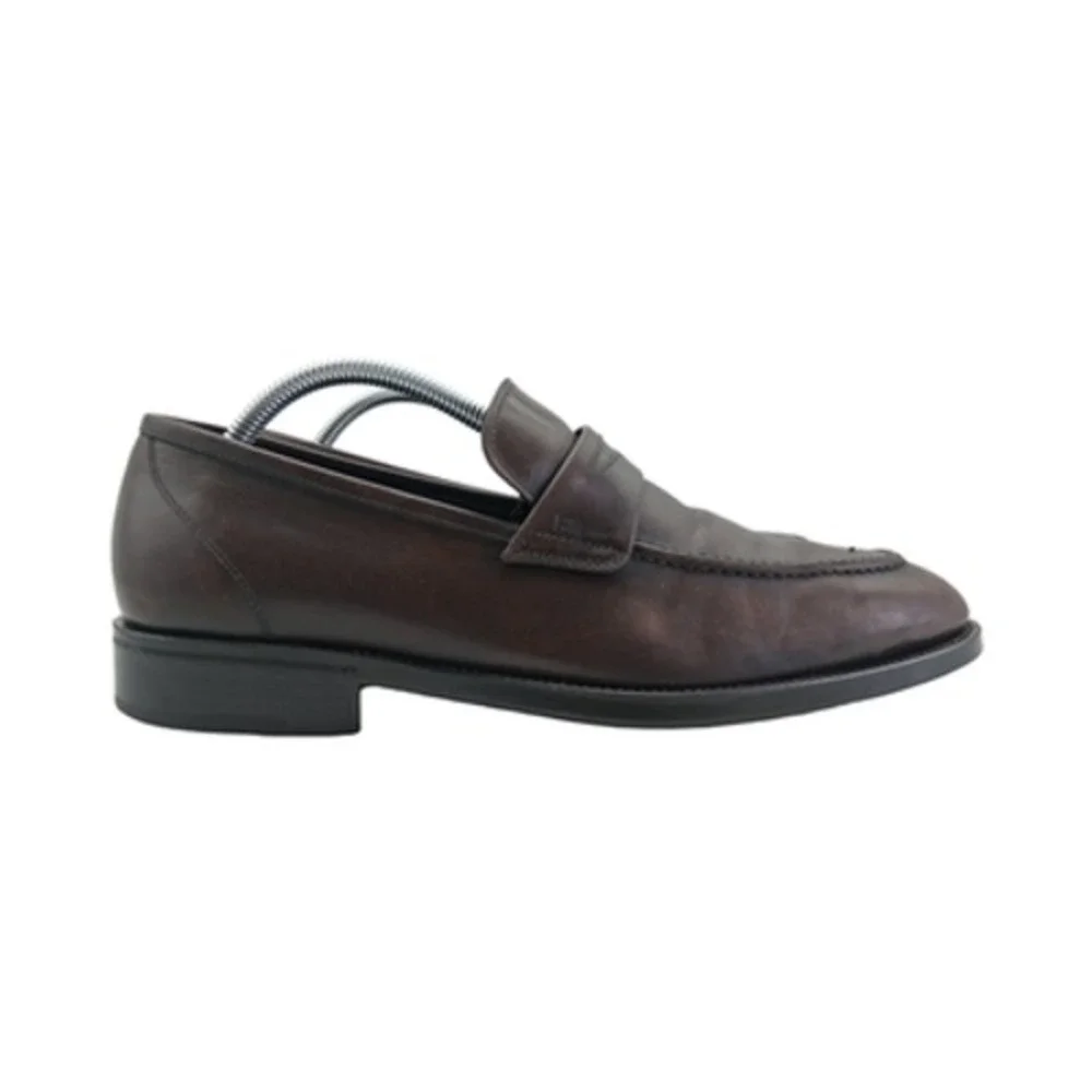 Salvatore Ferragamo Shoes Mens Size 9 Brown Leather Dress Loafers Made Italy EE
